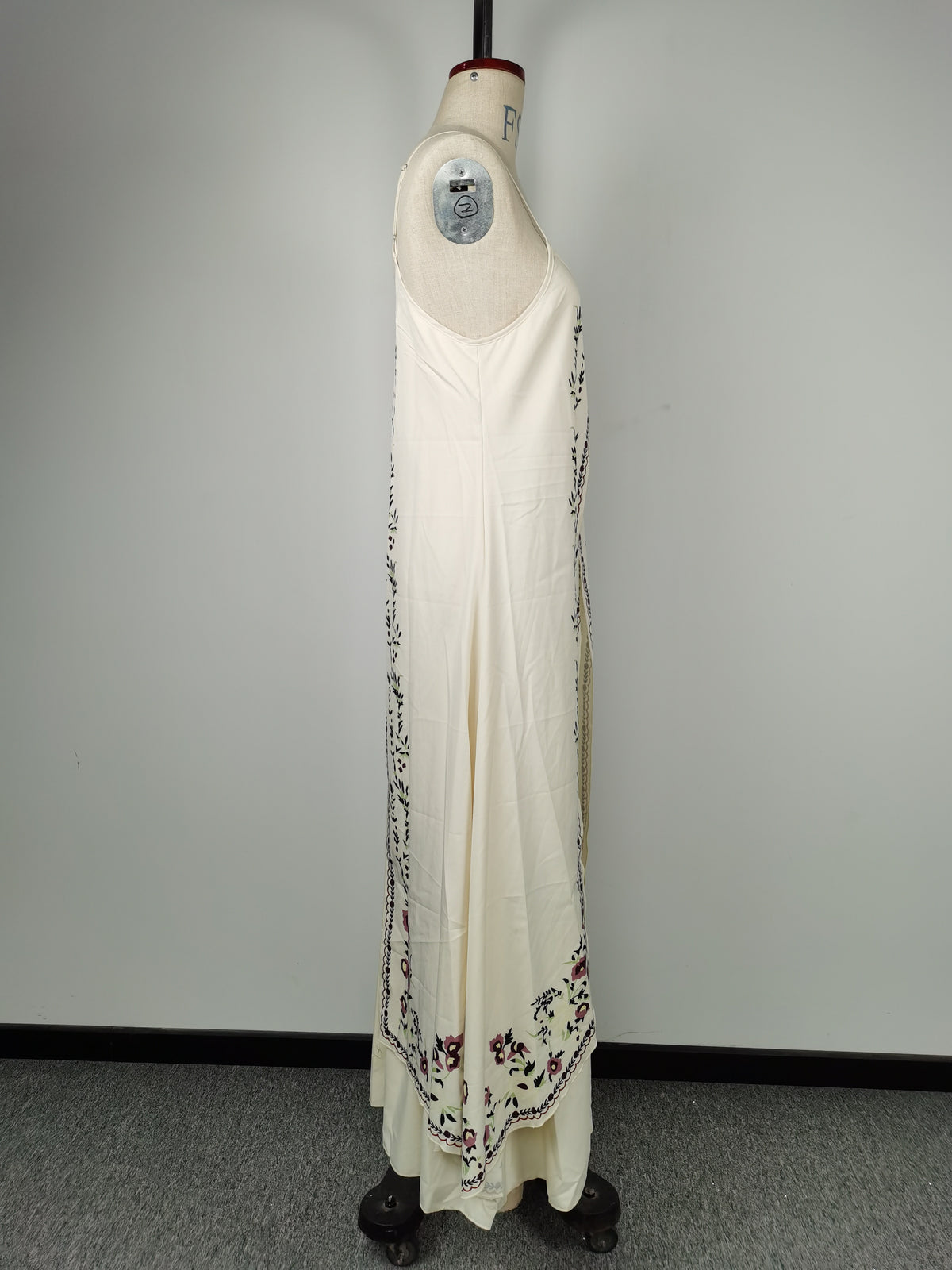 Embroidered Strappy Tiered Maxi Sundress - Beige - 3