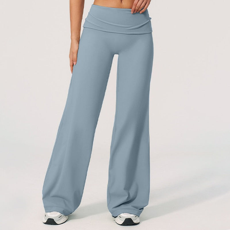Fold Over High Waist Wide Leg Yoga Pants