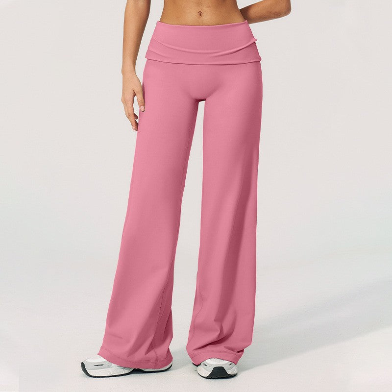 Fold Over High Waist Wide Leg Yoga Pants