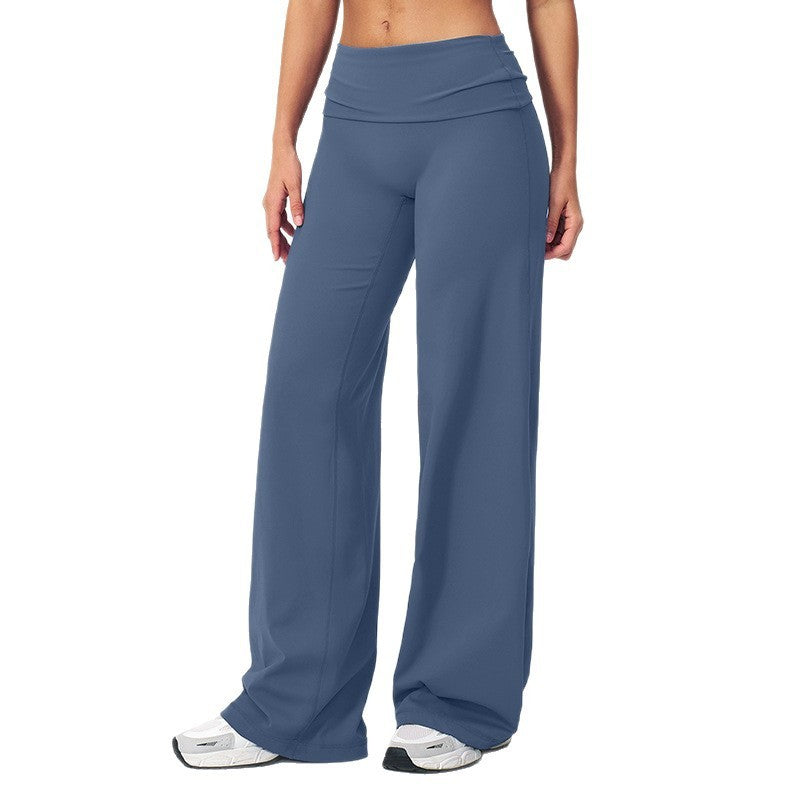 Fold Over High Waist Wide Leg Yoga Pants