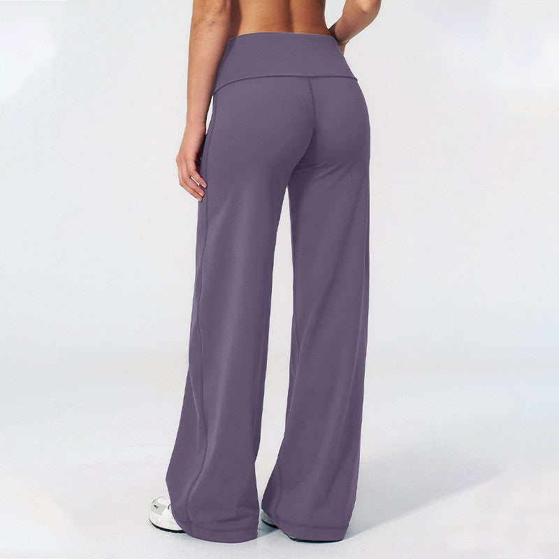 Fold Over High Waist Wide Leg Yoga Pants