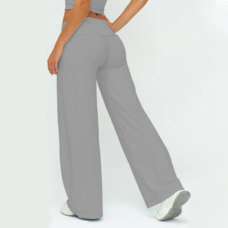 Fold Over High Waist Wide Leg Yoga Pants