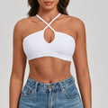 Criss Cross Keyhole Padded Quick-Dry Yoga Sports Bra - White