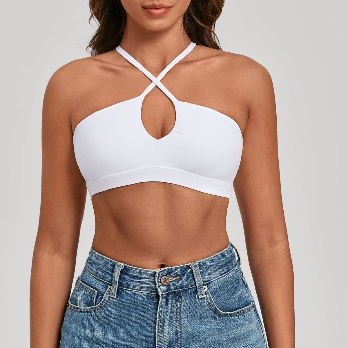 Criss Cross Keyhole Padded Quick-Dry Yoga Sports Bra