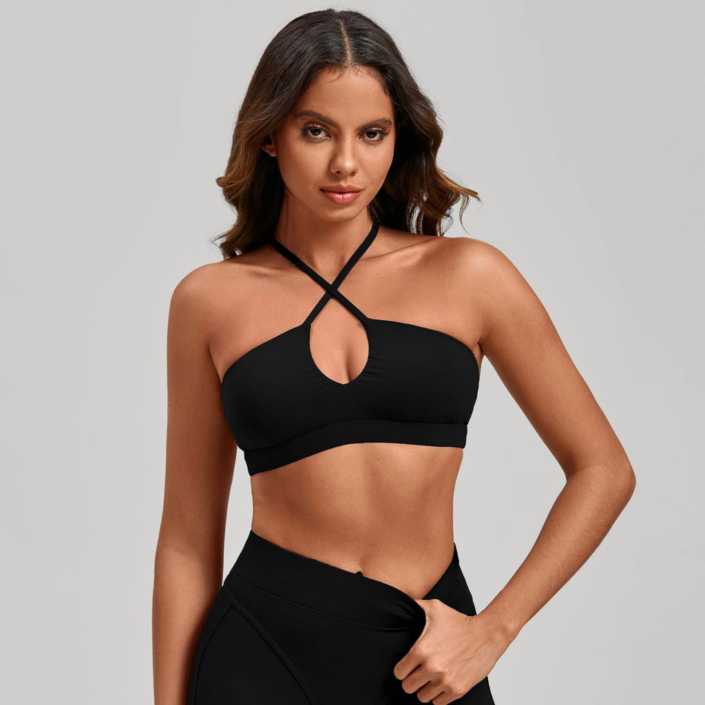 Criss Cross Keyhole Padded Quick-Dry Yoga Sports Bra