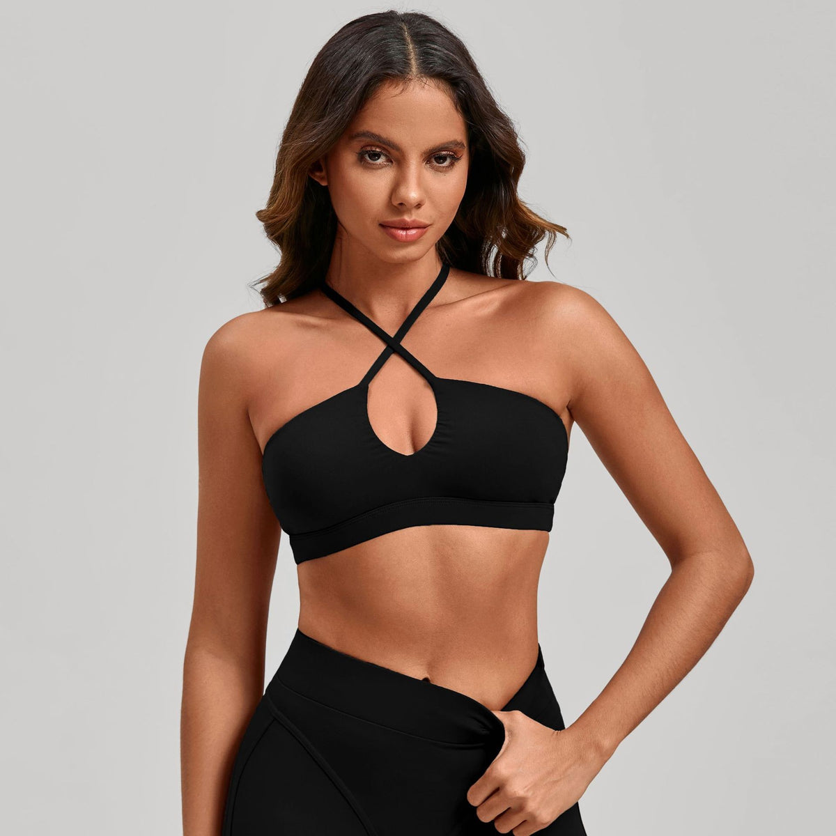 Criss Cross Keyhole Padded Quick-Dry Yoga Sports Bra