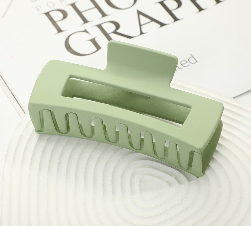 Large Matte Rectangle Hair Claw Clip - BeanGreen
