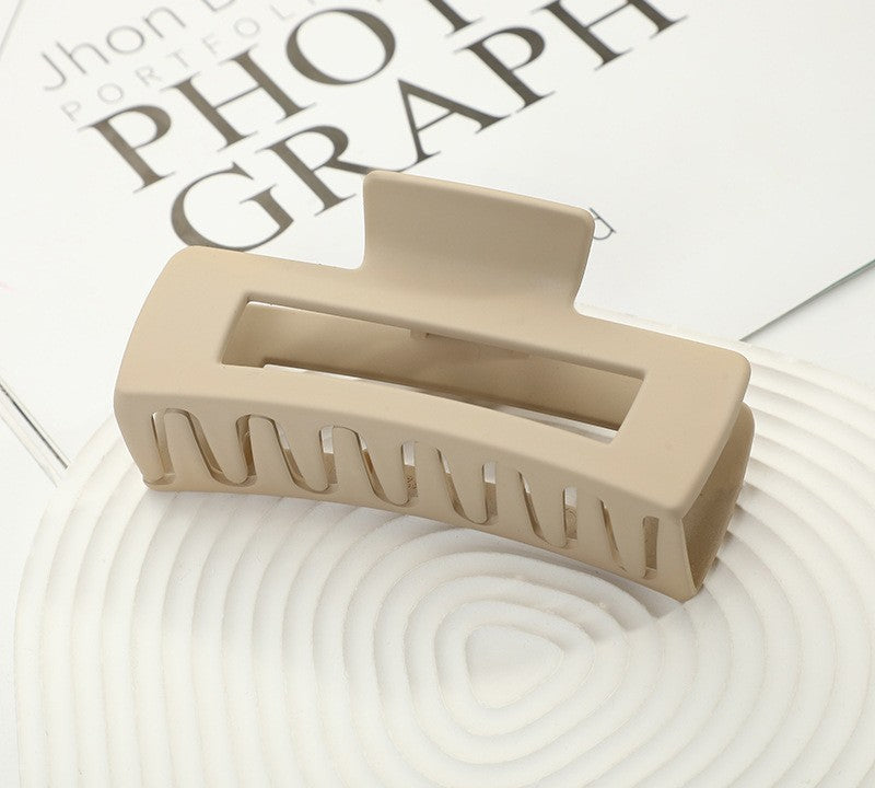 Large Matte Rectangle Hair Claw Clip - Beige