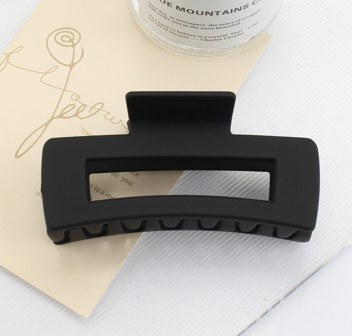 Large Matte Rectangle Hair Claw Clip - Black