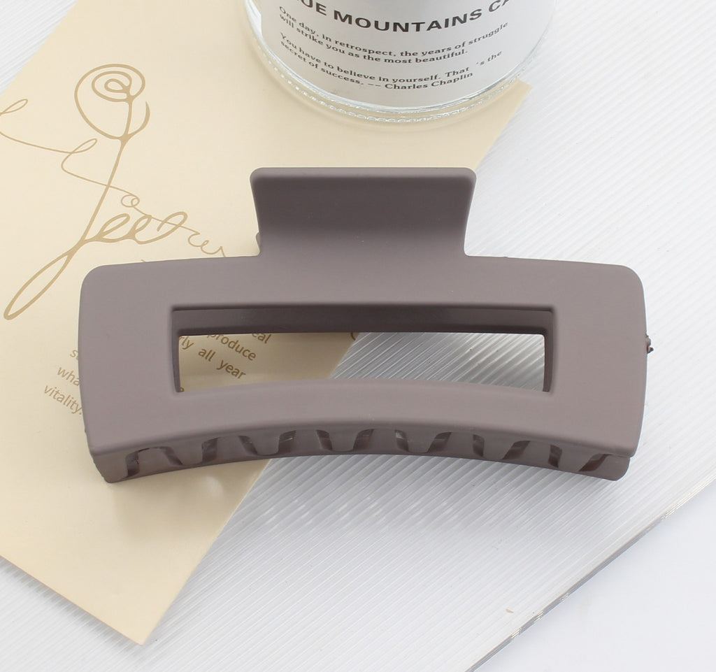 Large Matte Rectangle Hair Claw Clip - Coffee