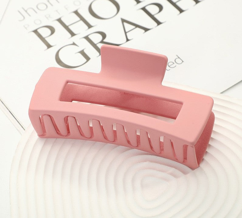 Large Matte Rectangle Hair Claw Clip - DarkPink