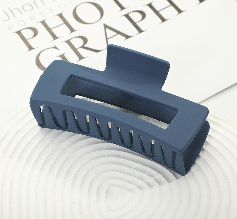 Large Matte Rectangle Hair Claw Clip - DeepBlue