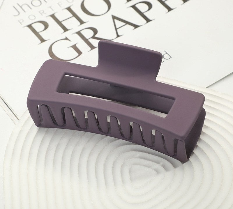Large Matte Rectangle Hair Claw Clip - DeepPurple