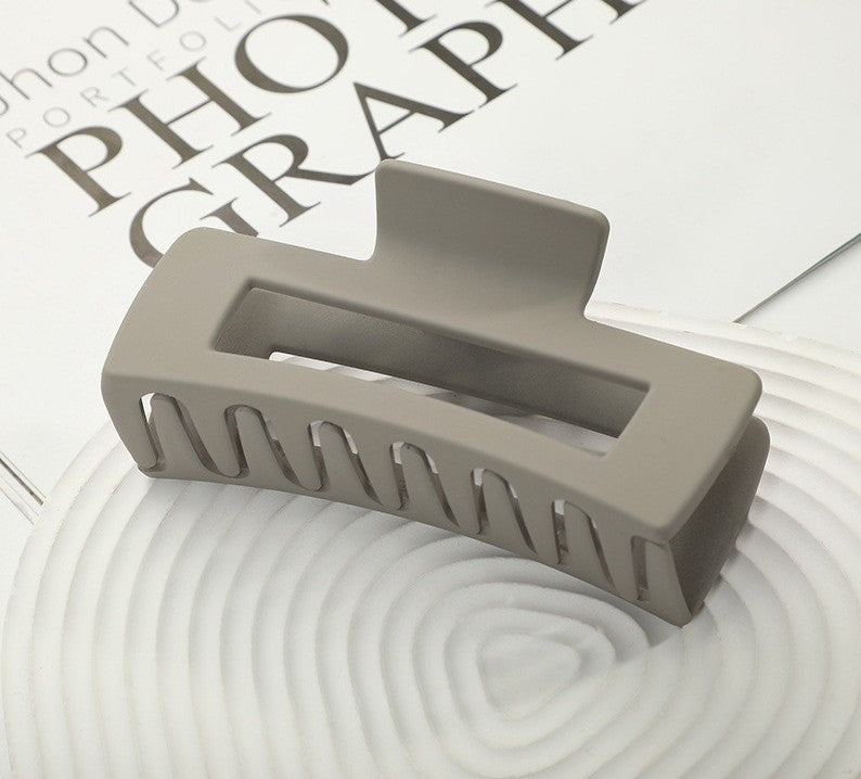 Large Matte Rectangle Hair Claw Clip - Grey