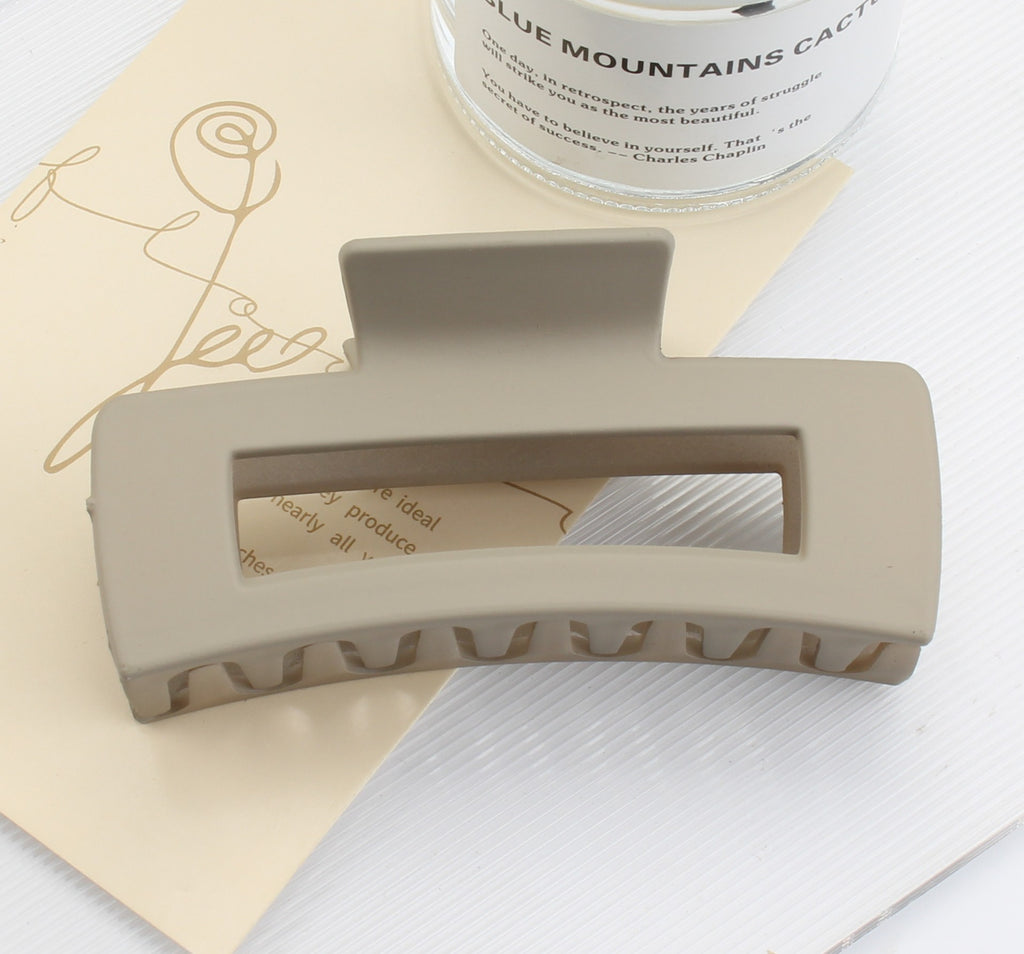 Large Matte Rectangle Hair Claw Clip - Khaki