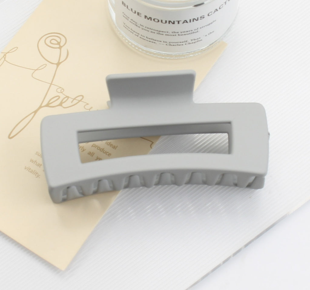 Large Matte Rectangle Hair Claw Clip - LightGray