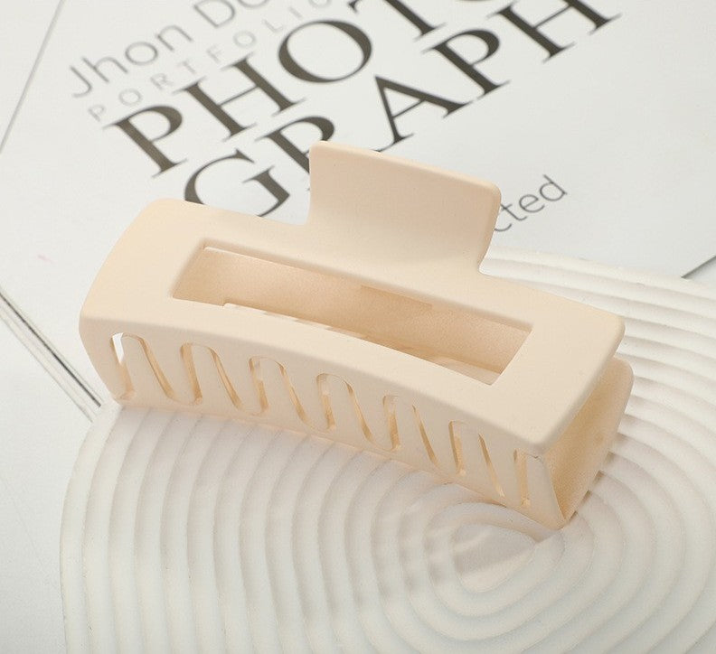 Large Matte Rectangle Hair Claw Clip - OffWhite