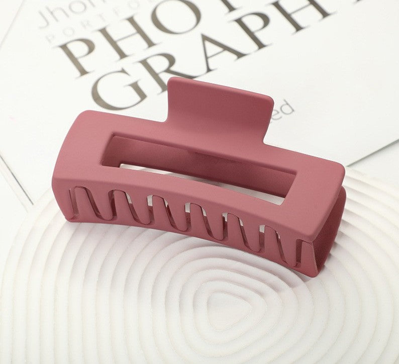 Large Matte Rectangle Hair Claw Clip - RoseRed
