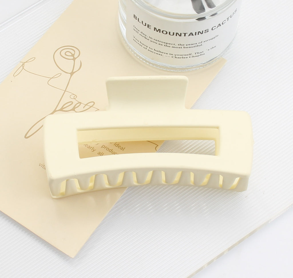Large Matte Rectangle Hair Claw Clip - White