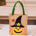 Burlap Halloween Candy Tote With Woven Handle - Pumpkin