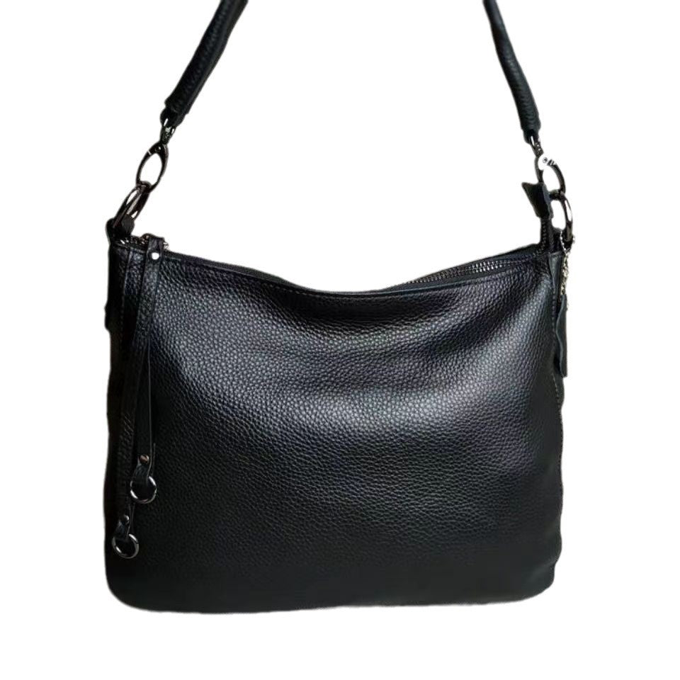 Soft Pebbled Leather Hobo Shoulder Bag