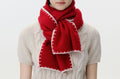 Blanket Stitch Trim Knit Winter Scarf - Red
