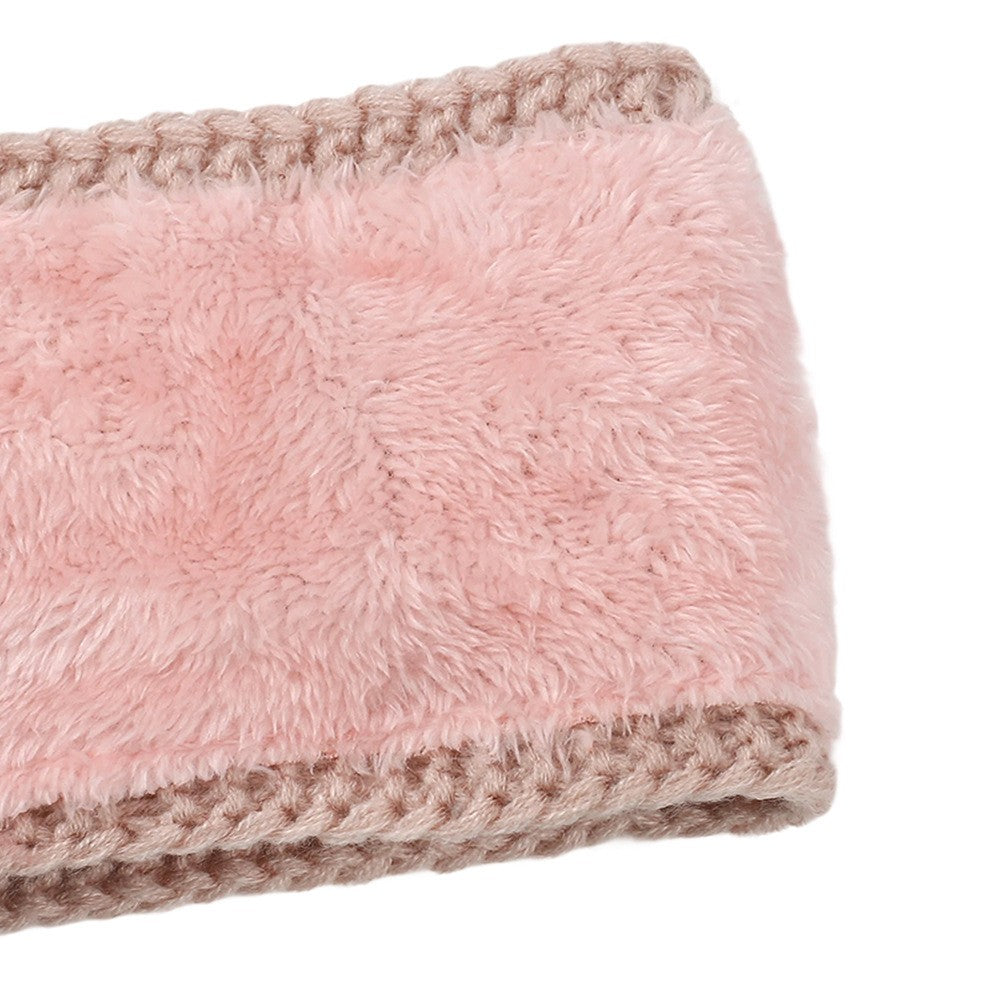 Center Braid Knit Plush Lined Ear Warmer Headband
