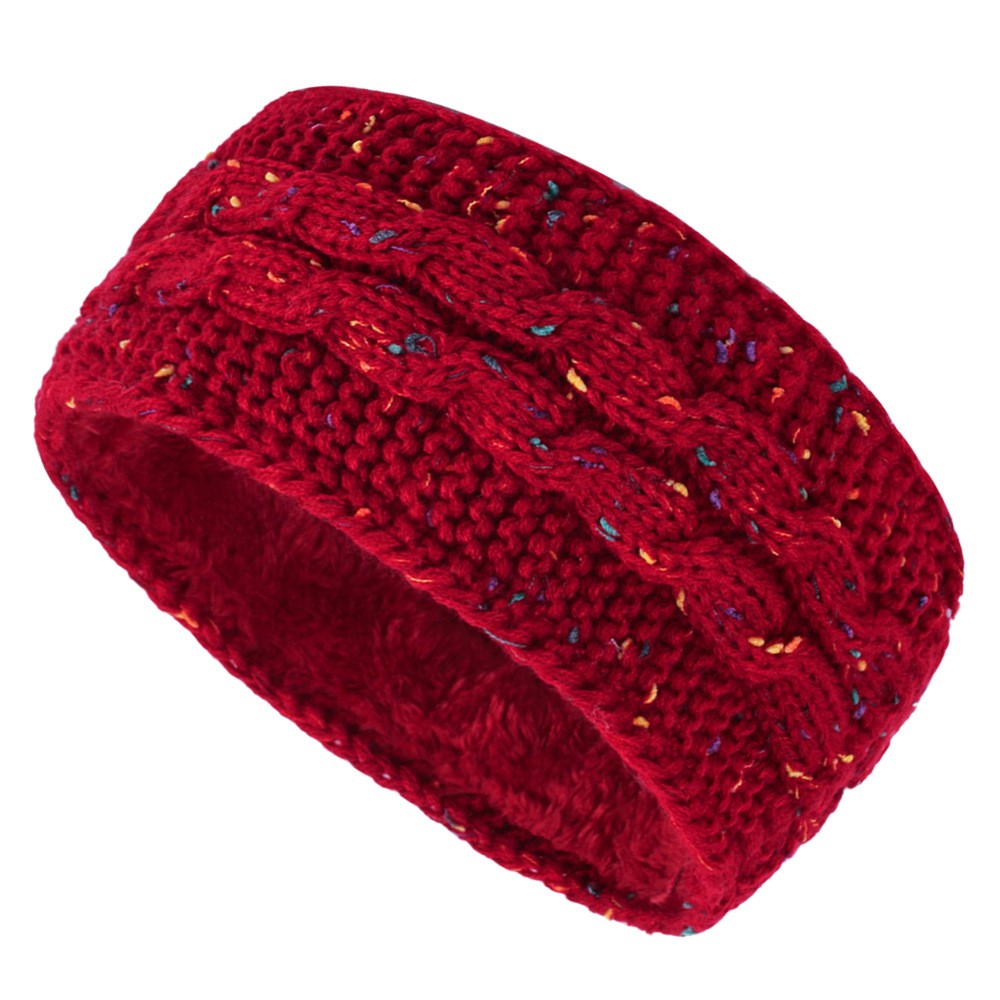 Center Braid Knit Plush Lined Ear Warmer Headband