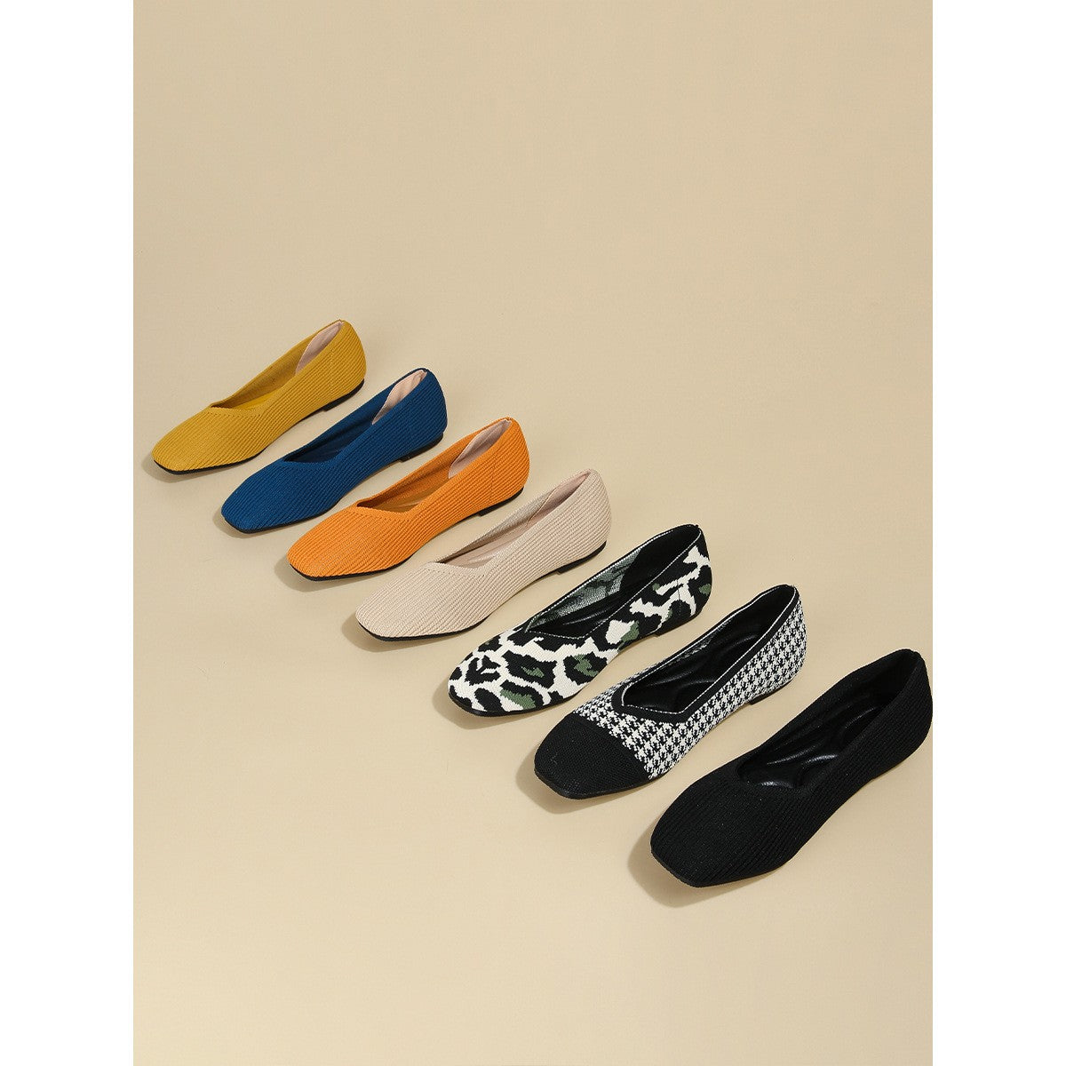 Soft Knit Square Toe Ballet Flats