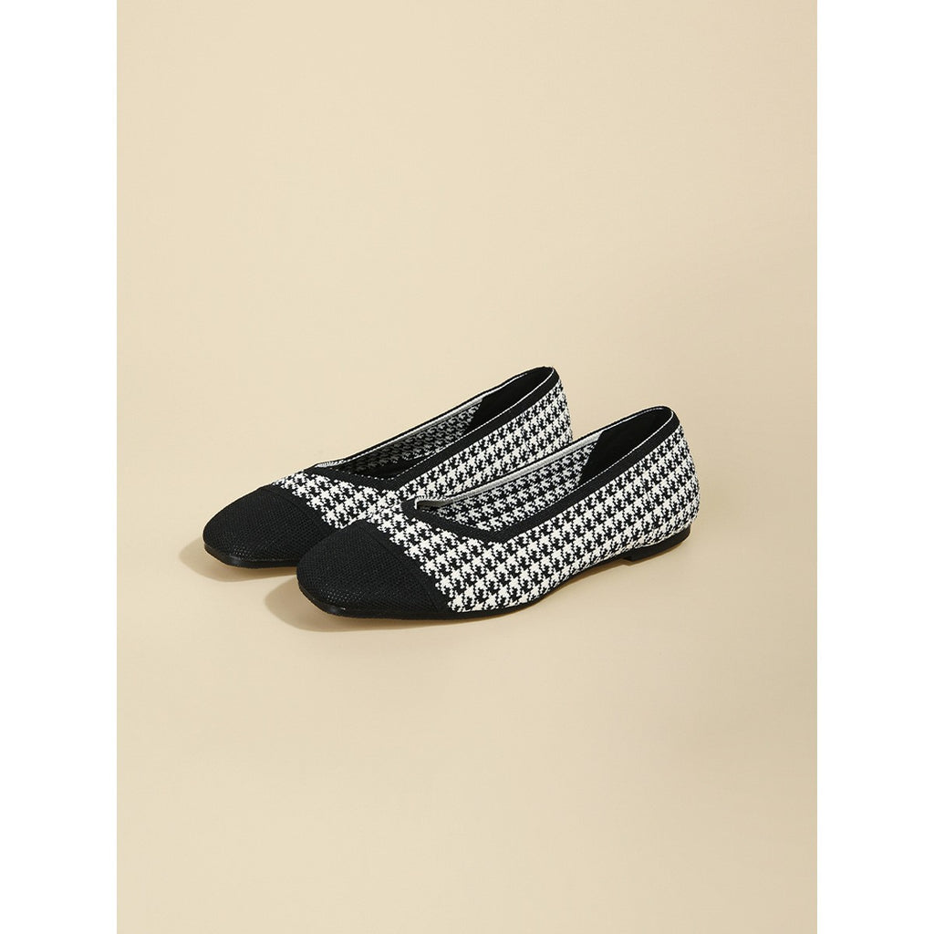 Soft Knit Square Toe Ballet Flats