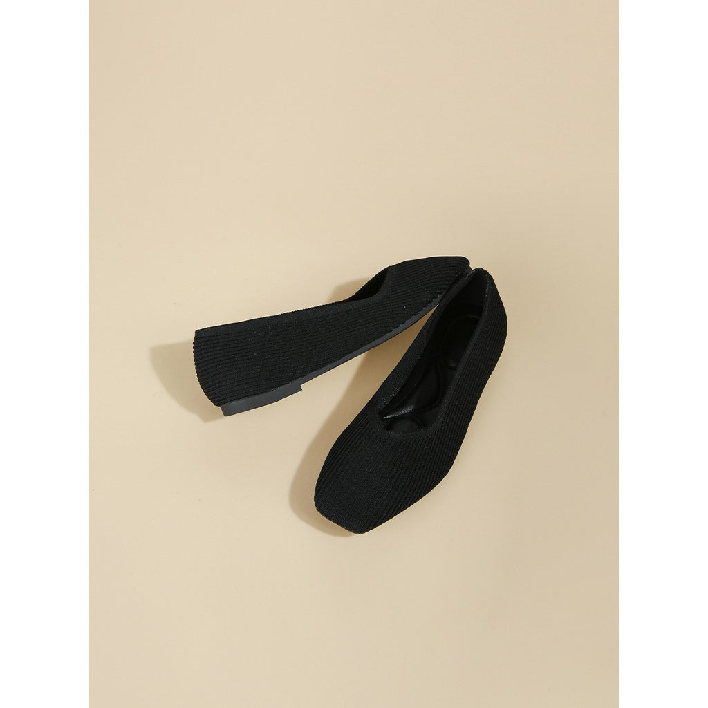 Soft Knit Square Toe Ballet Flats