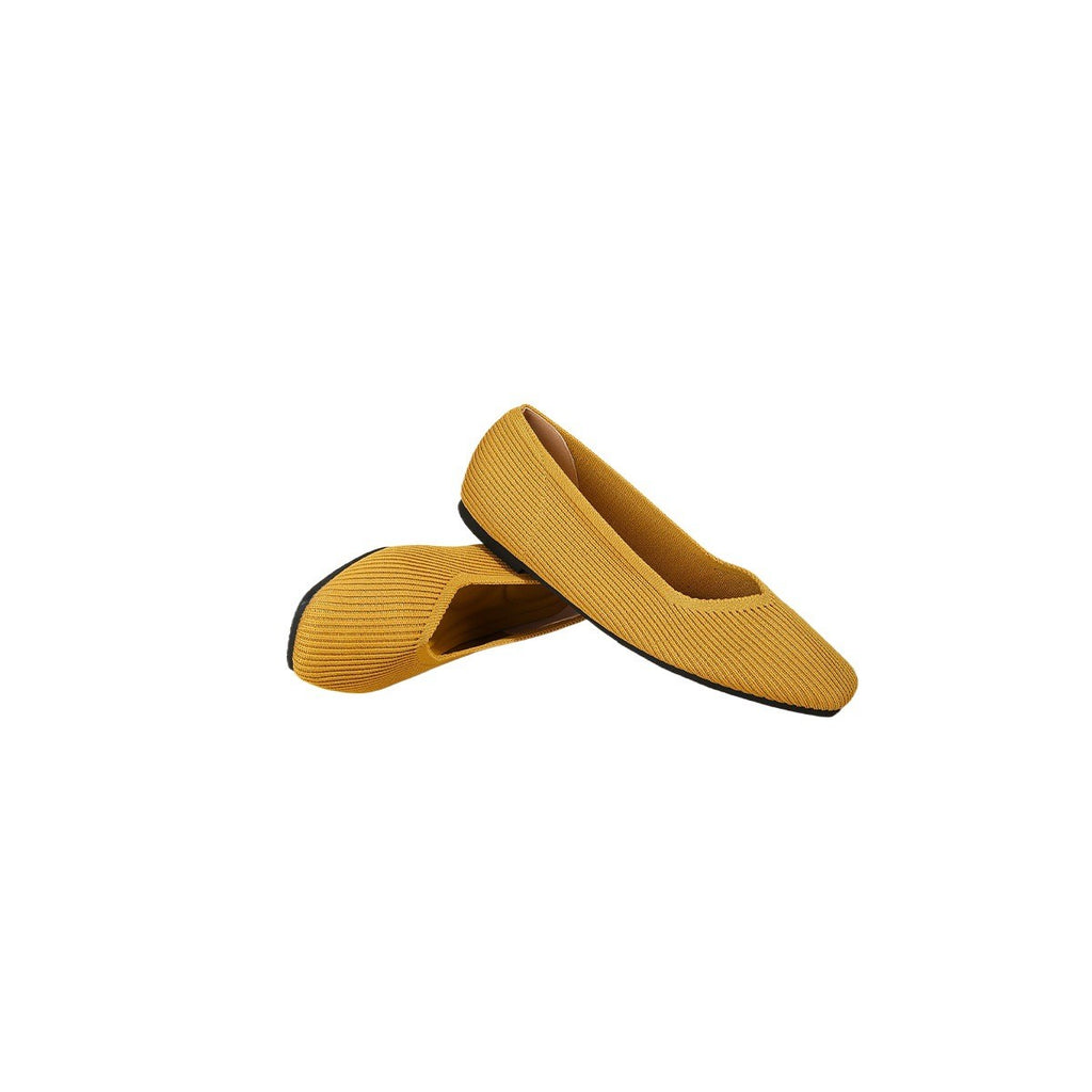 Soft Knit Square Toe Ballet Flats
