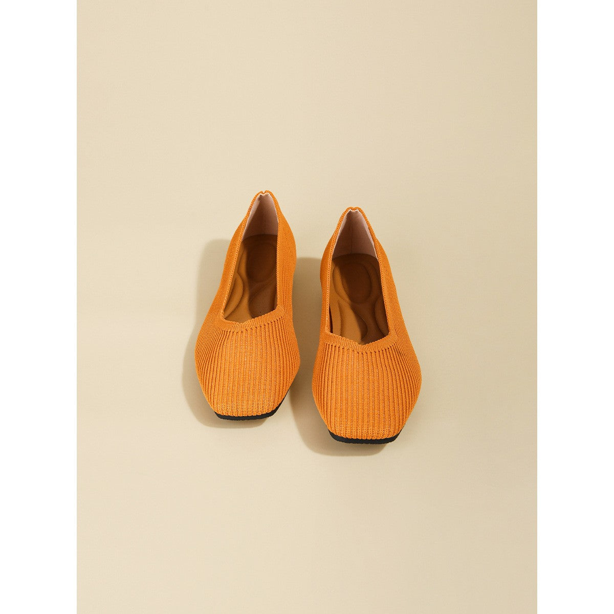 Soft Knit Square Toe Ballet Flats