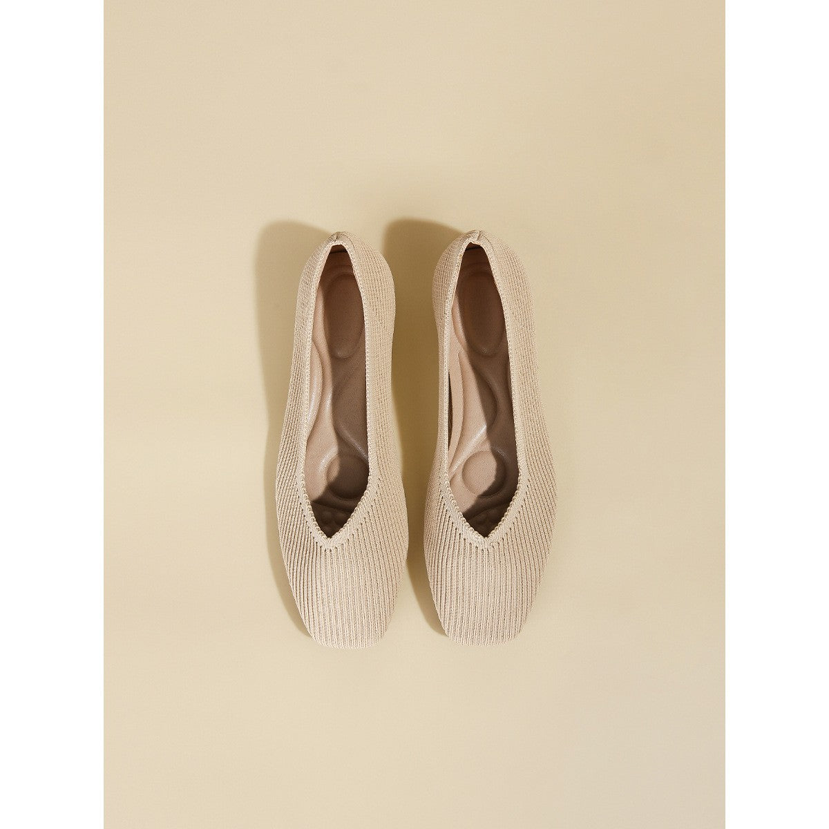 Soft Knit Square Toe Ballet Flats