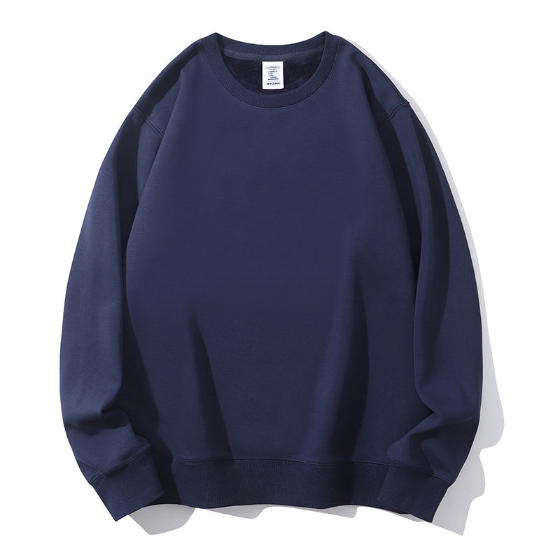 Fleece Lined Drop Shoulder Crewneck Sweatshirt - Navy