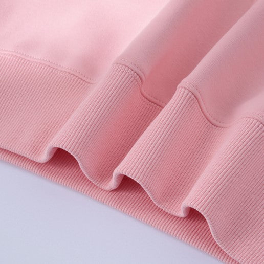 Fleece Lined Drop Shoulder Crewneck Sweatshirt - Pink - 4