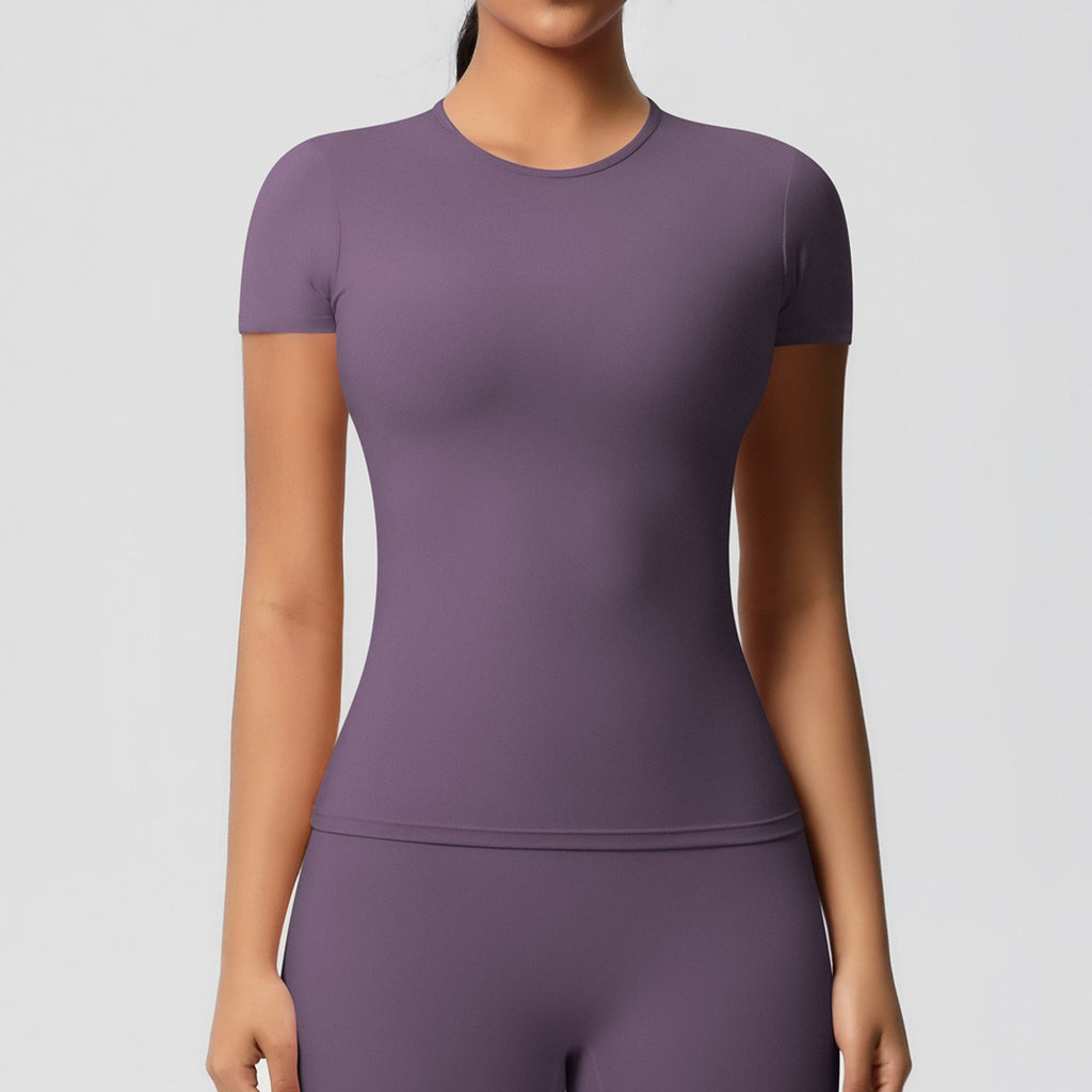 Brushed Slim Fit Short Sleeve Workout Tee - Dusty Purple