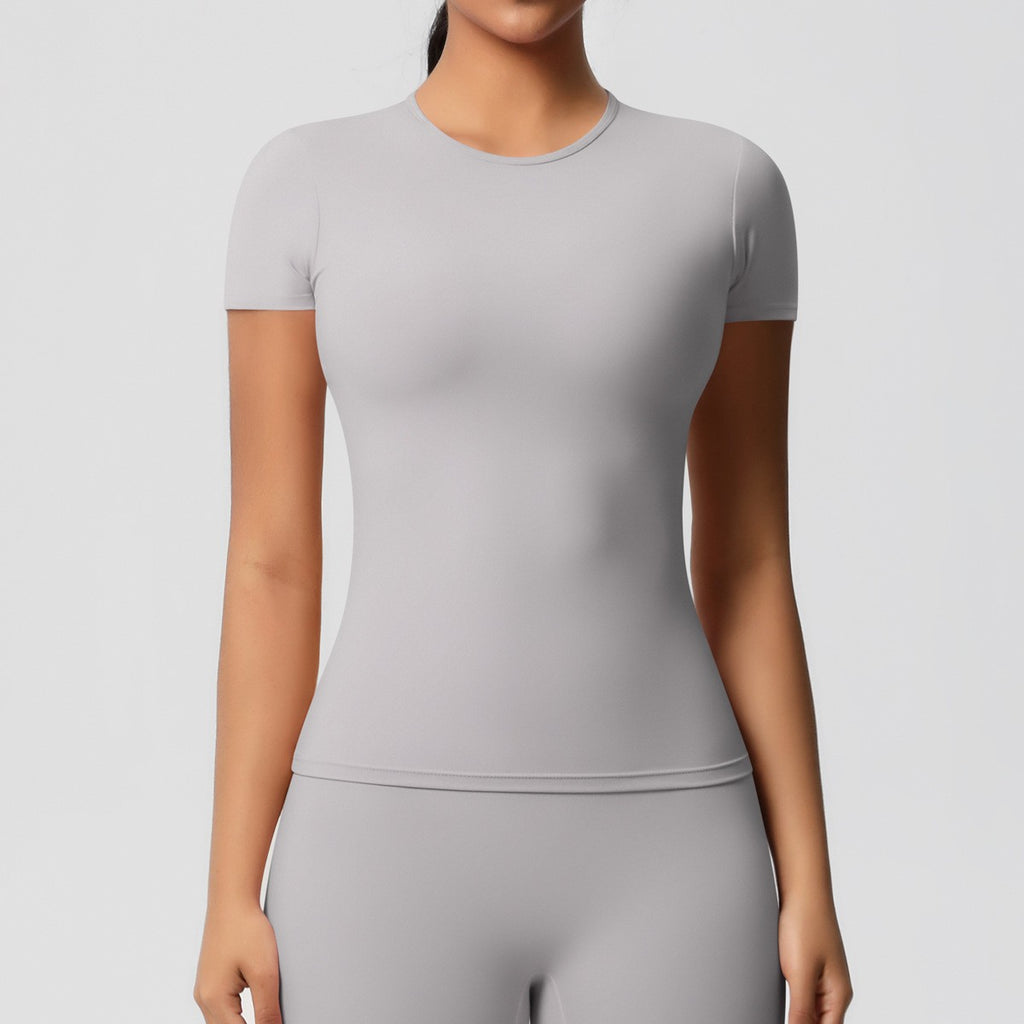 Brushed Slim Fit Short Sleeve Workout Tee - Frost Gray