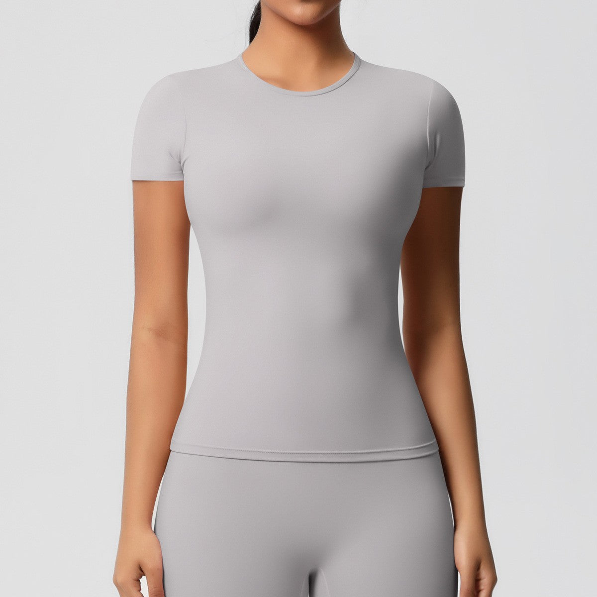 Brushed Slim Fit Short Sleeve Workout Tee - Frost Gray