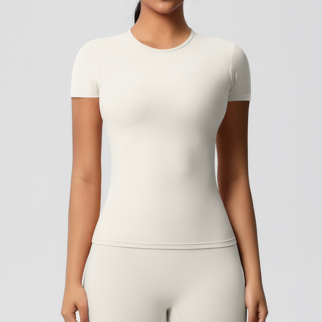 Brushed Slim Fit Short Sleeve Workout Tee - Ivory