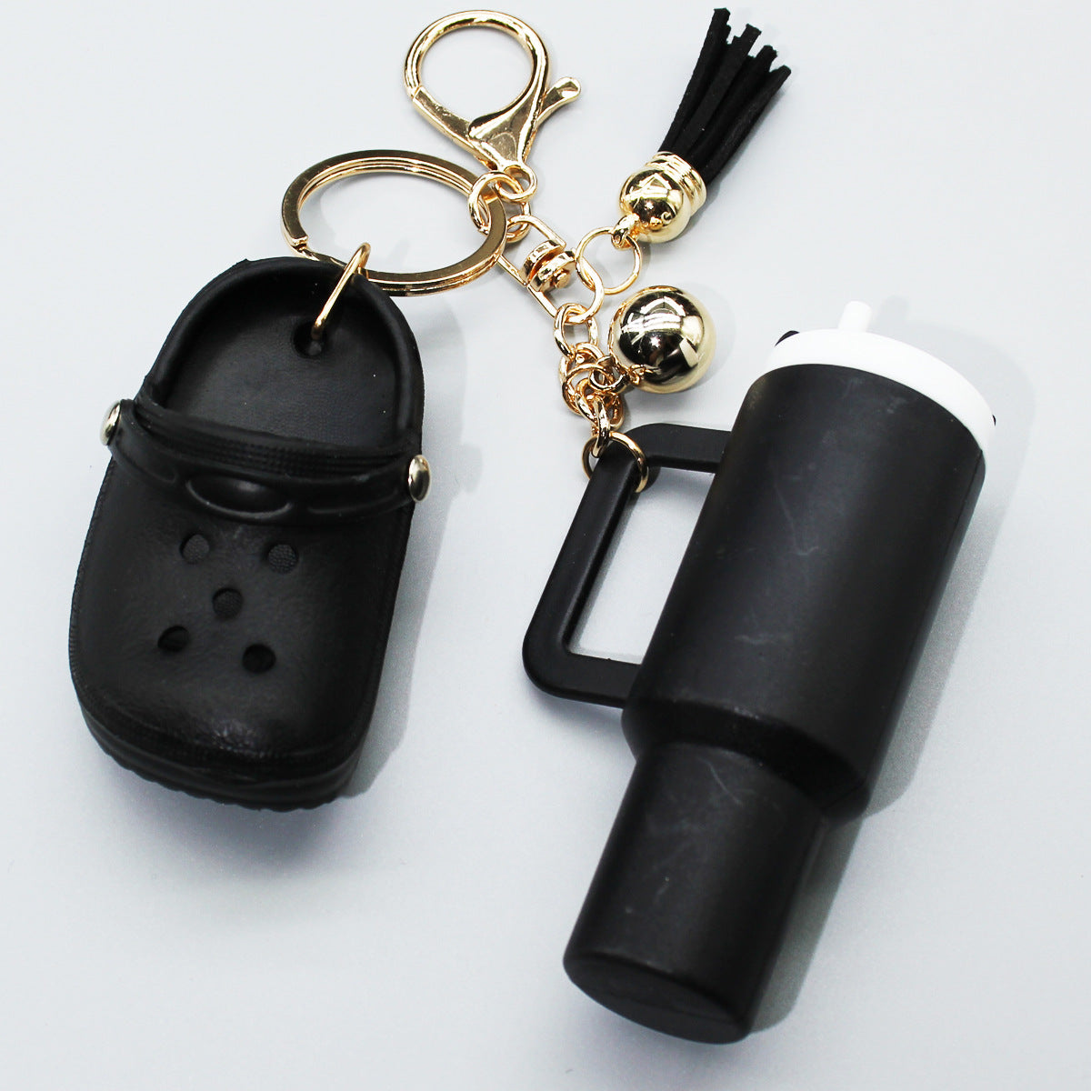 Mini Clog Shoe Tumbler Charm Keychain - Black