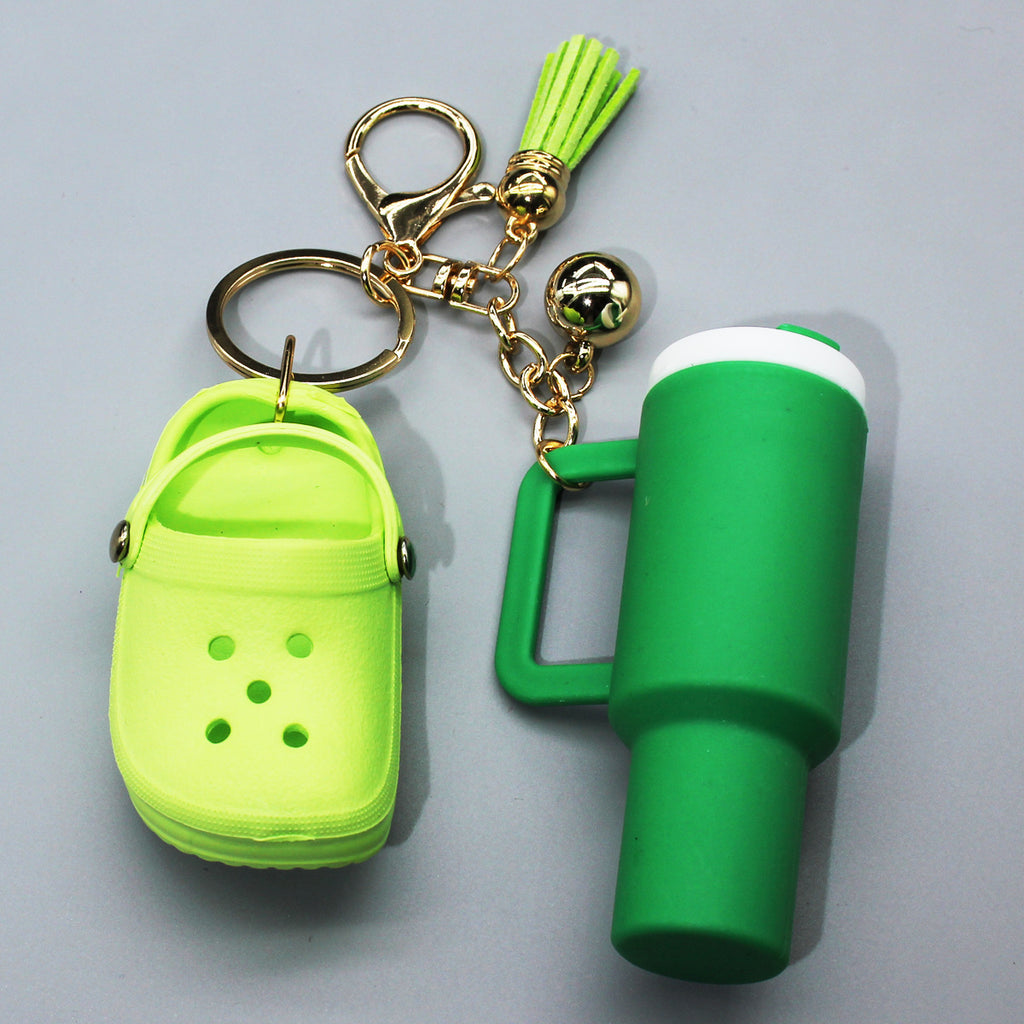 Mini Clog Shoe Tumbler Charm Keychain - Green