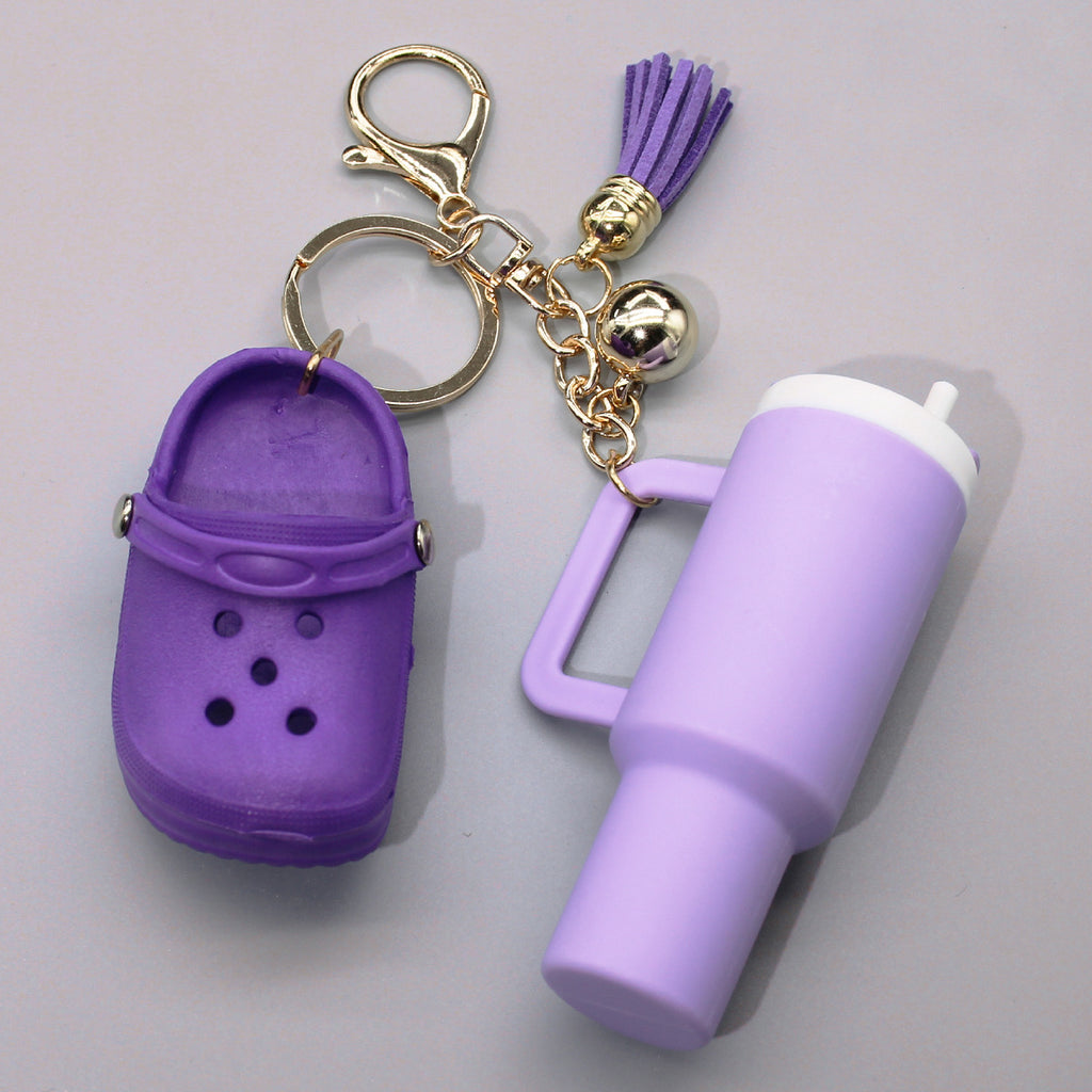 Mini Clog Shoe Tumbler Charm Keychain - Purple