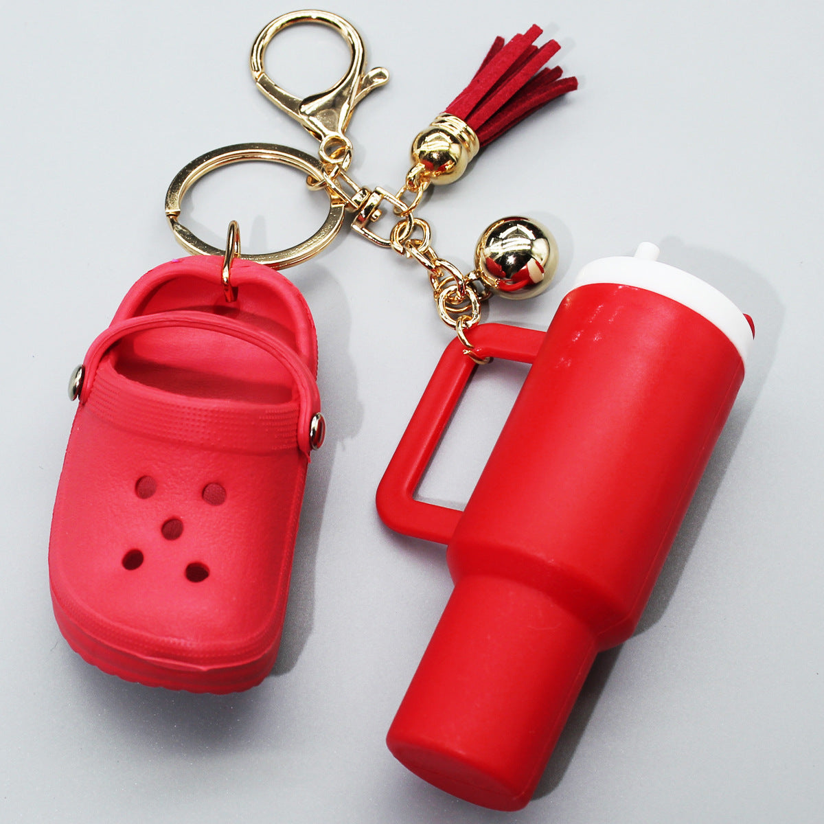 Mini Clog Shoe Tumbler Charm Keychain - Red