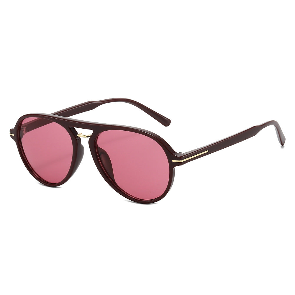 Retro Tinted Lens Aviator Style Sunglasses - C2