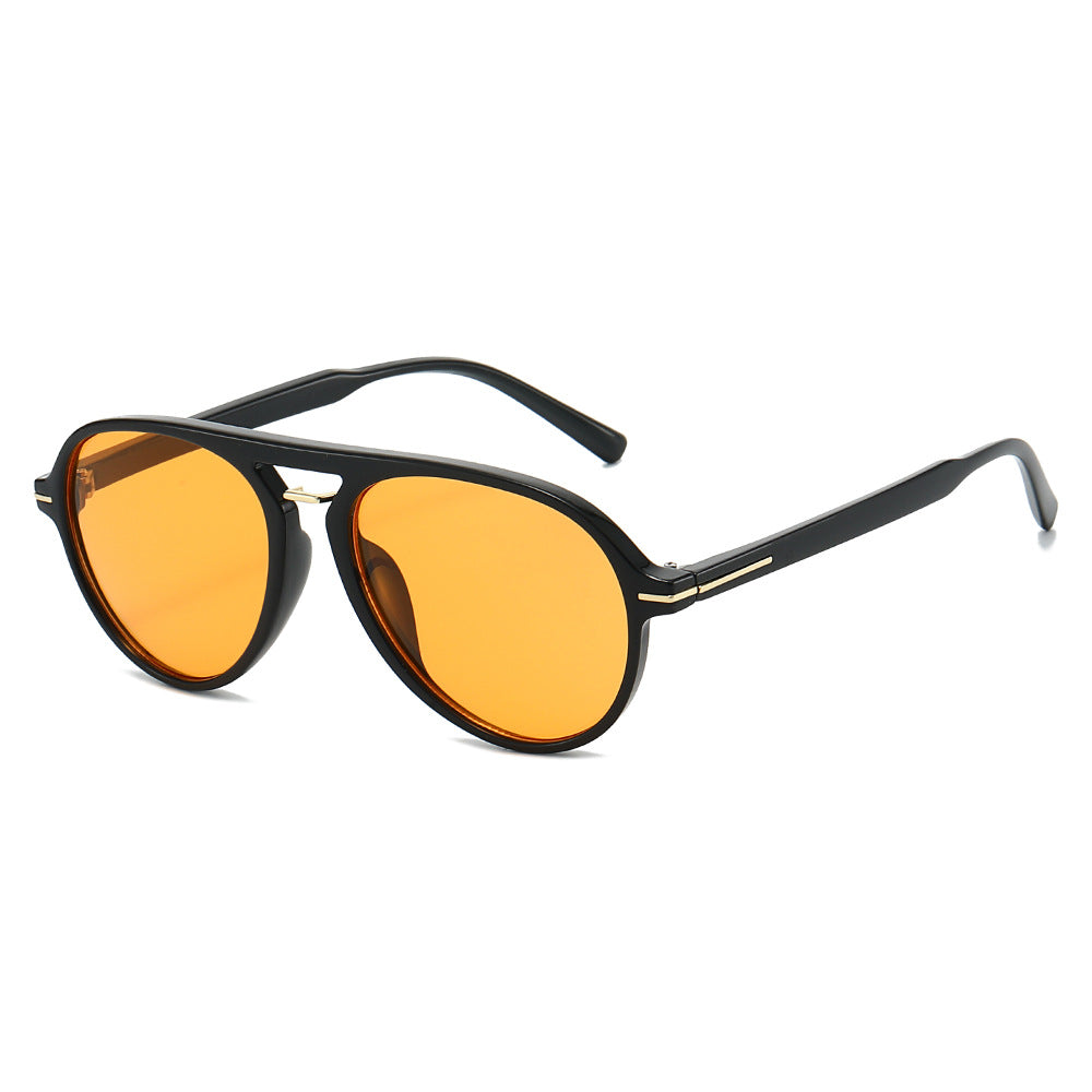 Retro Tinted Lens Aviator Style Sunglasses - C3