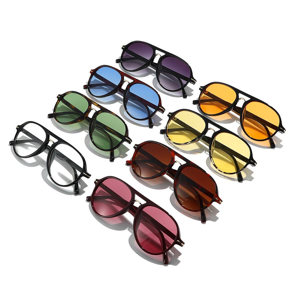 Retro Tinted Lens Aviator Style Sunglasses