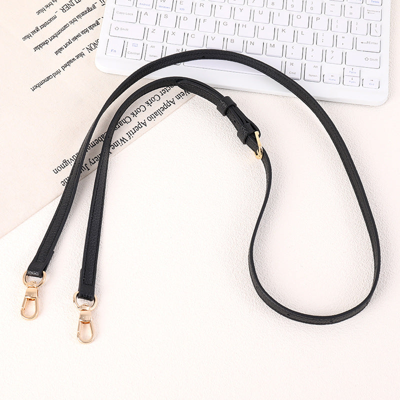 Thin Faux Leather Adjustable Lanyard Strap - Black