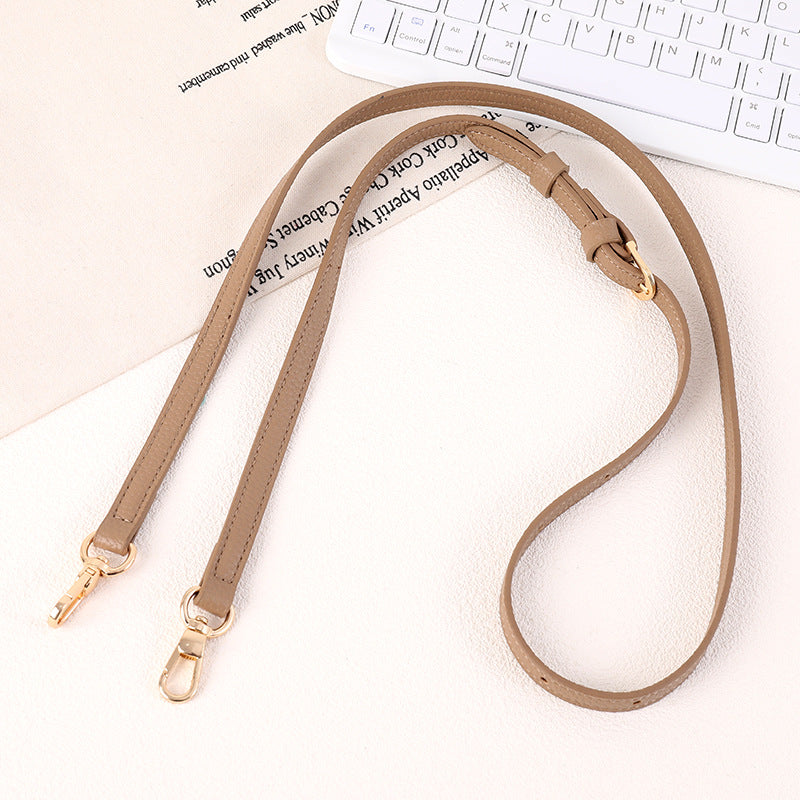 Thin Faux Leather Adjustable Lanyard Strap - Khaki