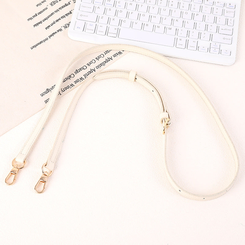 Thin Faux Leather Adjustable Lanyard Strap - White
